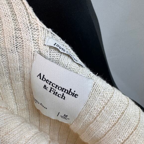 Abercrombie & Fitch Ivory Tank Top Cotton Ribbed Knit Scalloped Hem Medium M NEW - Picture 4 of 5